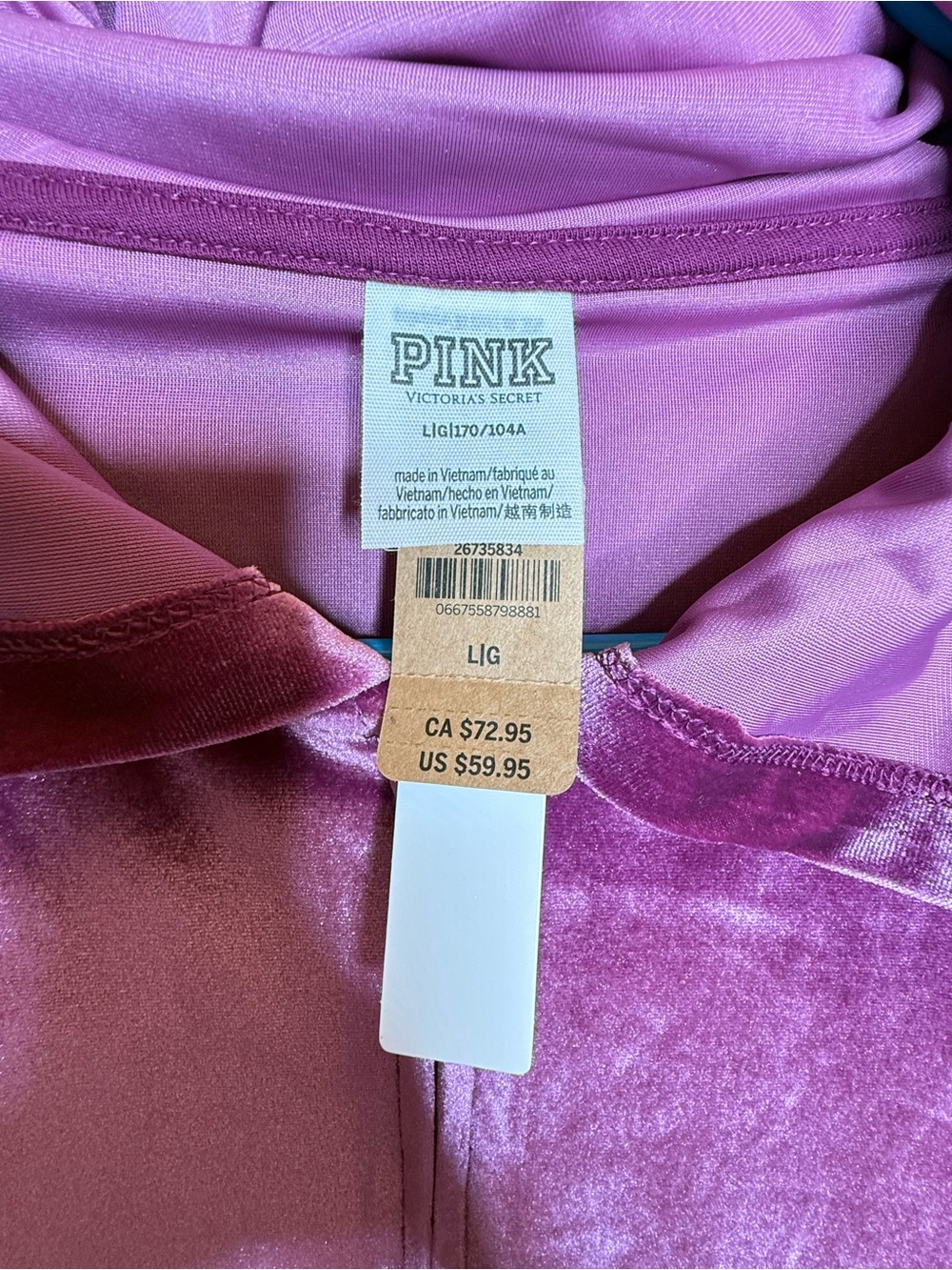 Pink By Victoria Secret Rhinestone Logo Velour Crop Hoodie & Wide Leg Pants L A4 - Picture 3 of 8